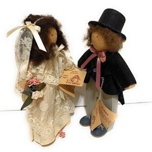 Lizzie High Doll The Wedding  copyright 1987 Wooden Folk Art Bride and Groom